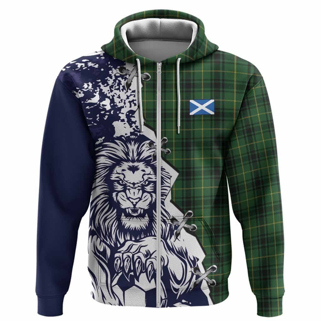 MacArthur (McArthur) Tartan Scottish Hoodie Angry Lion With Soccer Ball Style
