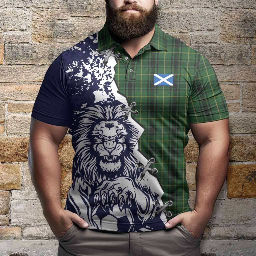 MacArthur (McArthur) Tartan Scottish Polo Shirt Angry Lion With Soccer Ball Style