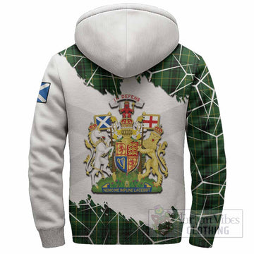 MacArthur (McArthur) Tartan Sherpa Hoodie with Family Crest and Lion Rampant Grunge Style