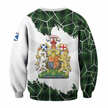 MacArthur (McArthur) Tartan Sweatshirt with Family Crest and Lion Rampant Grunge Style