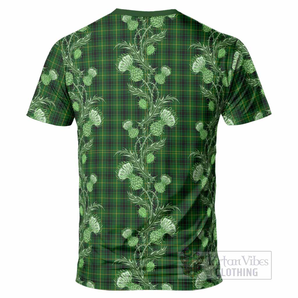 MacArthur (McArthur) Tartan T-Shirt Seamless Scottish Thistle Flowers