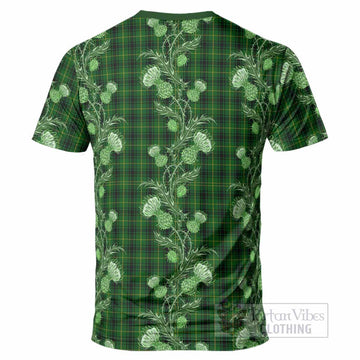 MacArthur (McArthur) Tartan T-Shirt Seamless Scottish Thistle Flowers