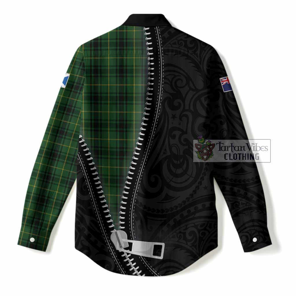 MacArthur (McArthur) Tartan Women Casual Shirt New Zealand Pattern Unique Zipper Stylized