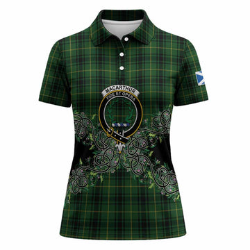 MacArthur (McArthur) Tartan Women Polo Shirt Thistle Scottish Spirit