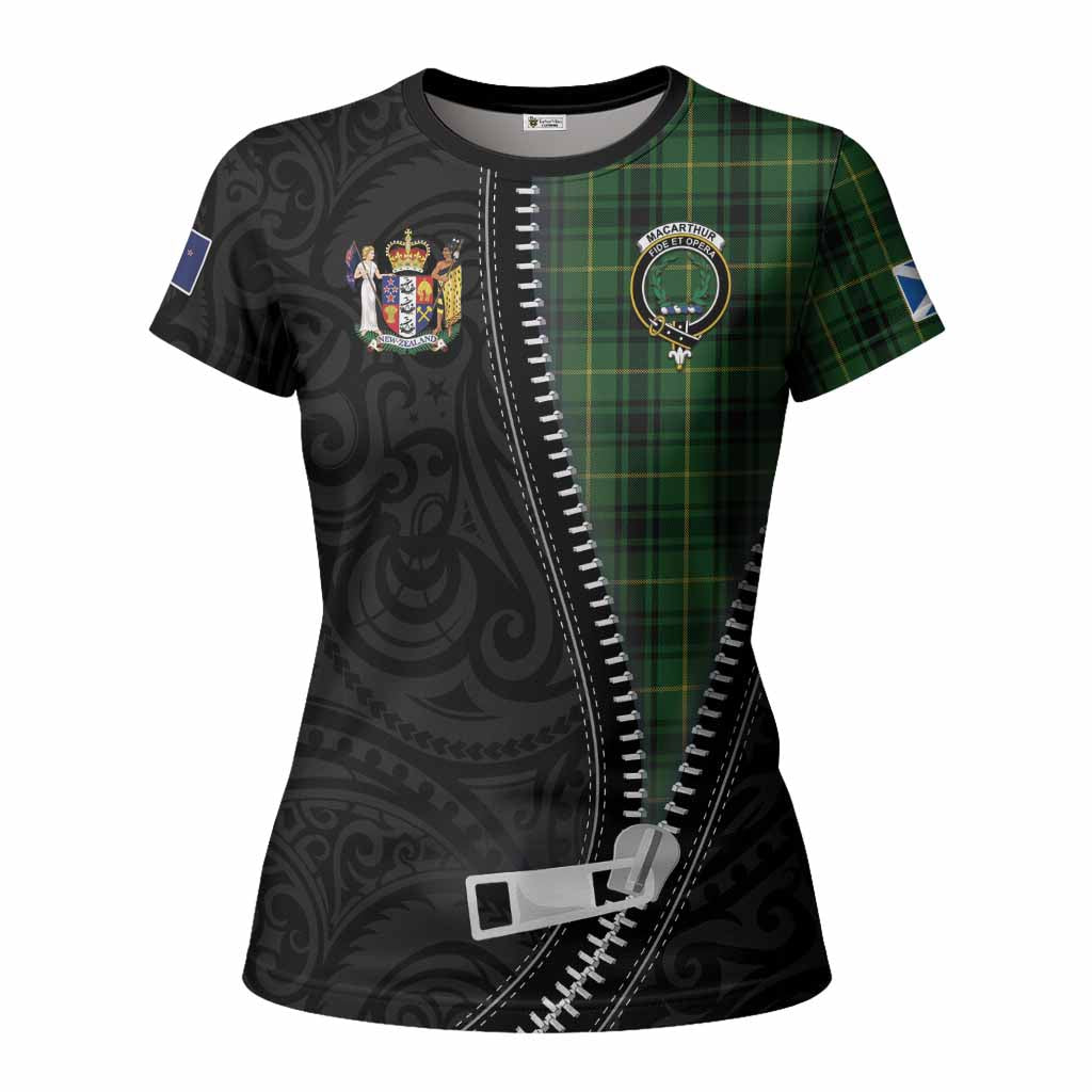 MacArthur (McArthur) Tartan Women T shirt New Zealand Pattern Unique Zipper Stylized