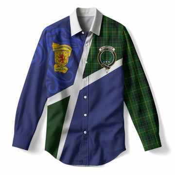 MacArthur (McArthur) The Scottish Football Crest Women Casual Shirt Lion-Tartan Army