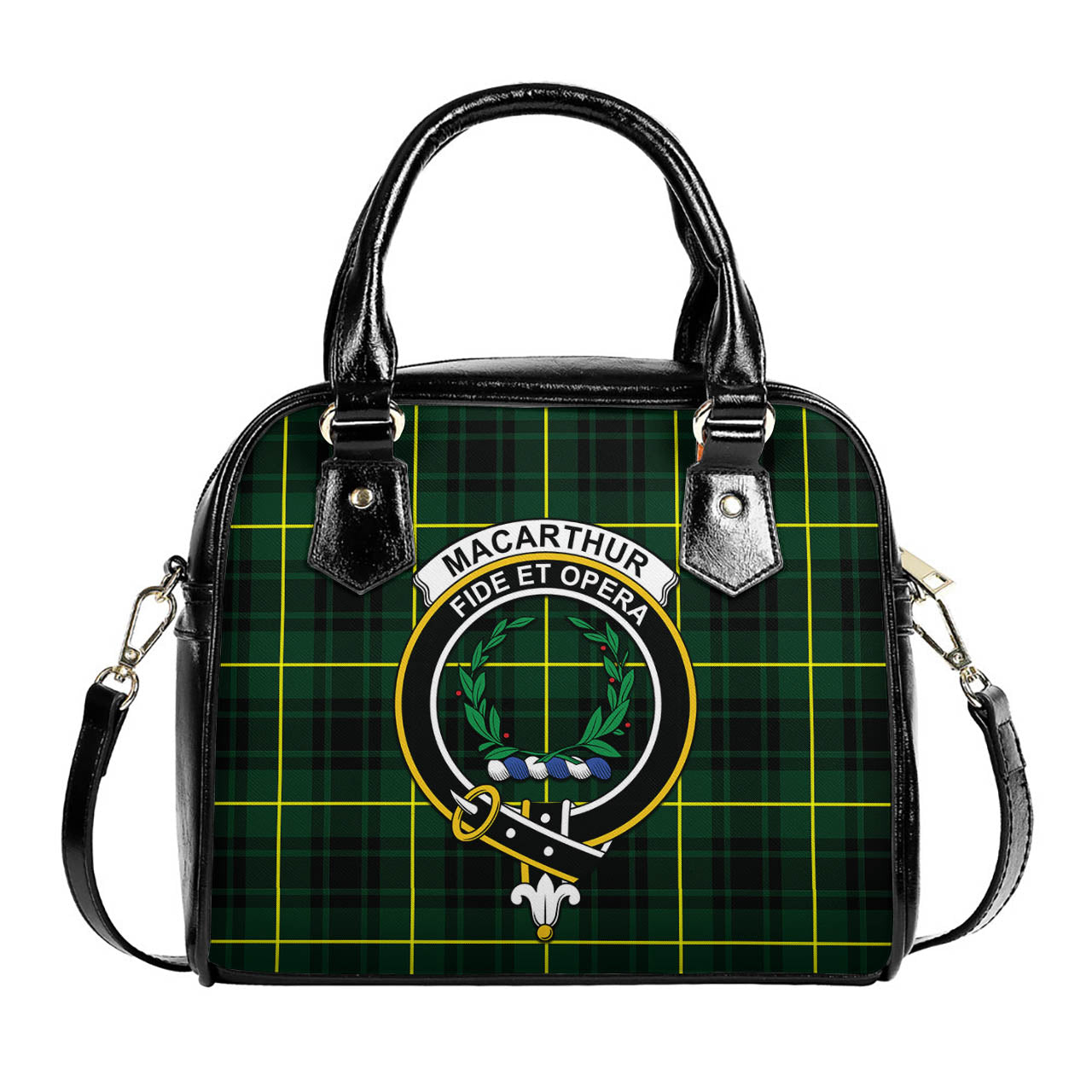 MacArthur Modern Tartan Shoulder Handbags with Family Crest One Size 6*25*22 cm - Tartanvibesclothing