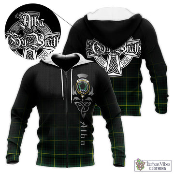 MacArthur Modern Tartan Knitted Hoodie Featuring Alba Gu Brath Family Crest Celtic Inspired