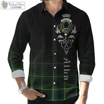 MacArthur Modern Tartan Long Sleeve Button Up Featuring Alba Gu Brath Family Crest Celtic Inspired