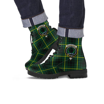 MacArthur Modern Tartan Leather Boots with Family Crest