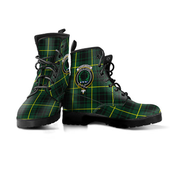 MacArthur Modern Tartan Leather Boots with Family Crest