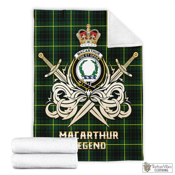 MacArthur Modern Tartan Blanket with Clan Crest and the Golden Sword of Courageous Legacy