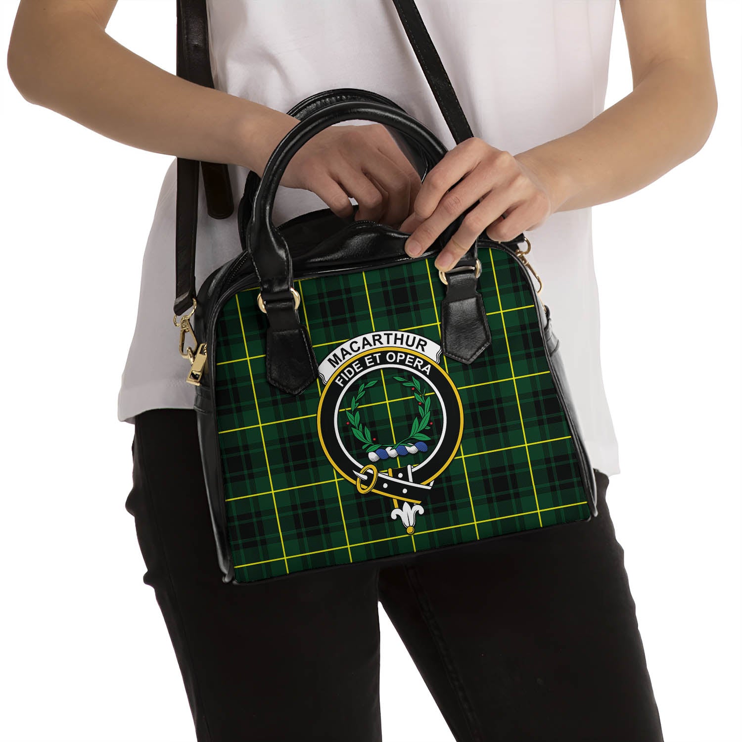 MacArthur Modern Tartan Shoulder Handbags with Family Crest - Tartanvibesclothing