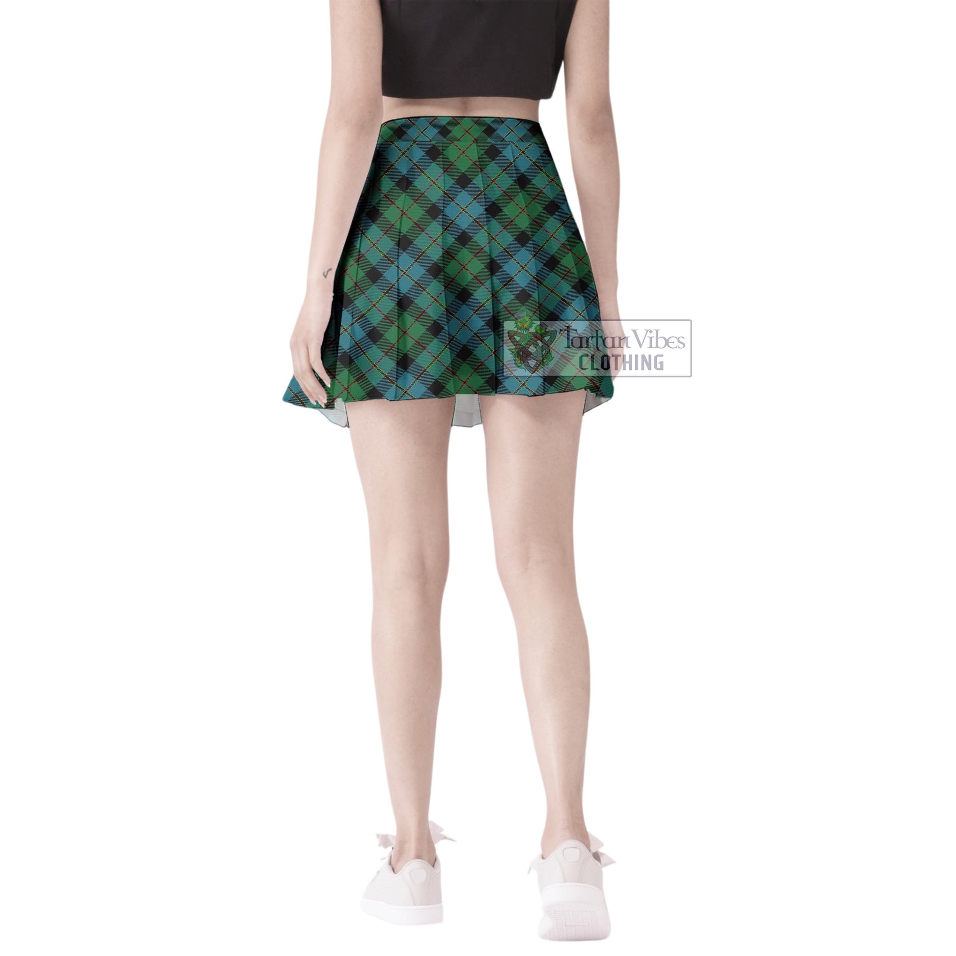 MacAskill Ancient Tartan Women's Plated Mini Skirt Cross Style - Tartan Vibes Clothing