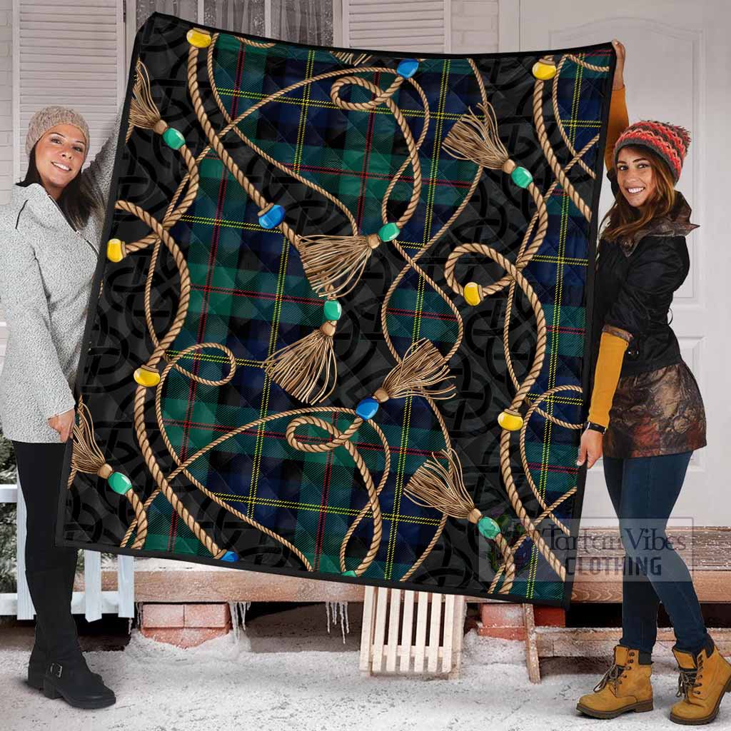 MacAskill (McAskill) Scottish Tartan Twisted Ropes Stylized Premium Quilt - Tartan Vibes Clothing
