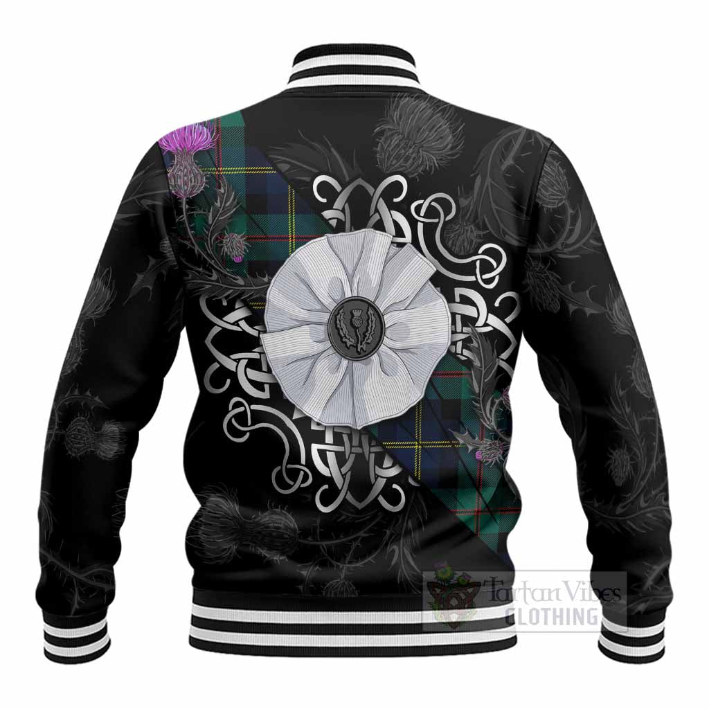 MacAskill (McAskill) Tartan Baseball Jacket Jacobite White Rose - Tartan Vibes Clothing