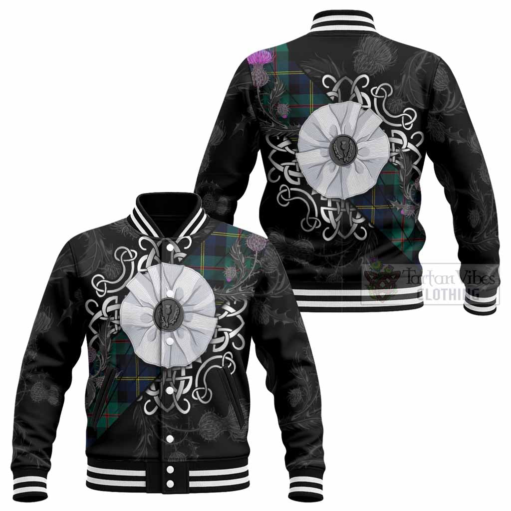 MacAskill (McAskill) Tartan Baseball Jacket Jacobite White Rose - Tartan Vibes Clothing