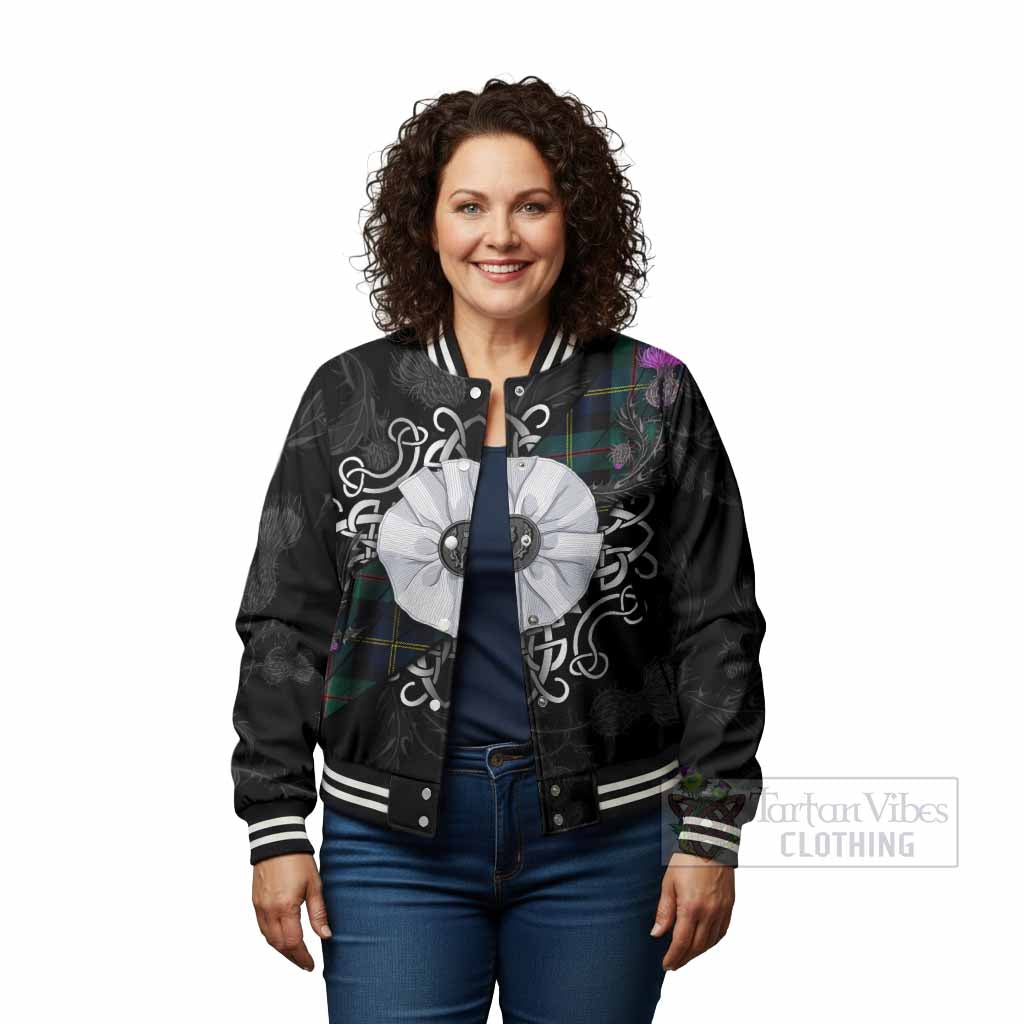 MacAskill (McAskill) Tartan Baseball Jacket Jacobite White Rose - Tartan Vibes Clothing