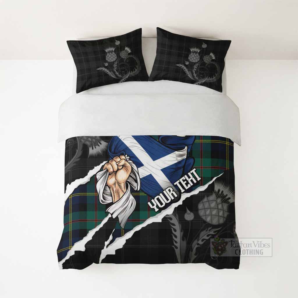 MacAskill (McAskill) Tartan Bedding Set Hands with Scotland National Flags - Tartan Vibes Clothing