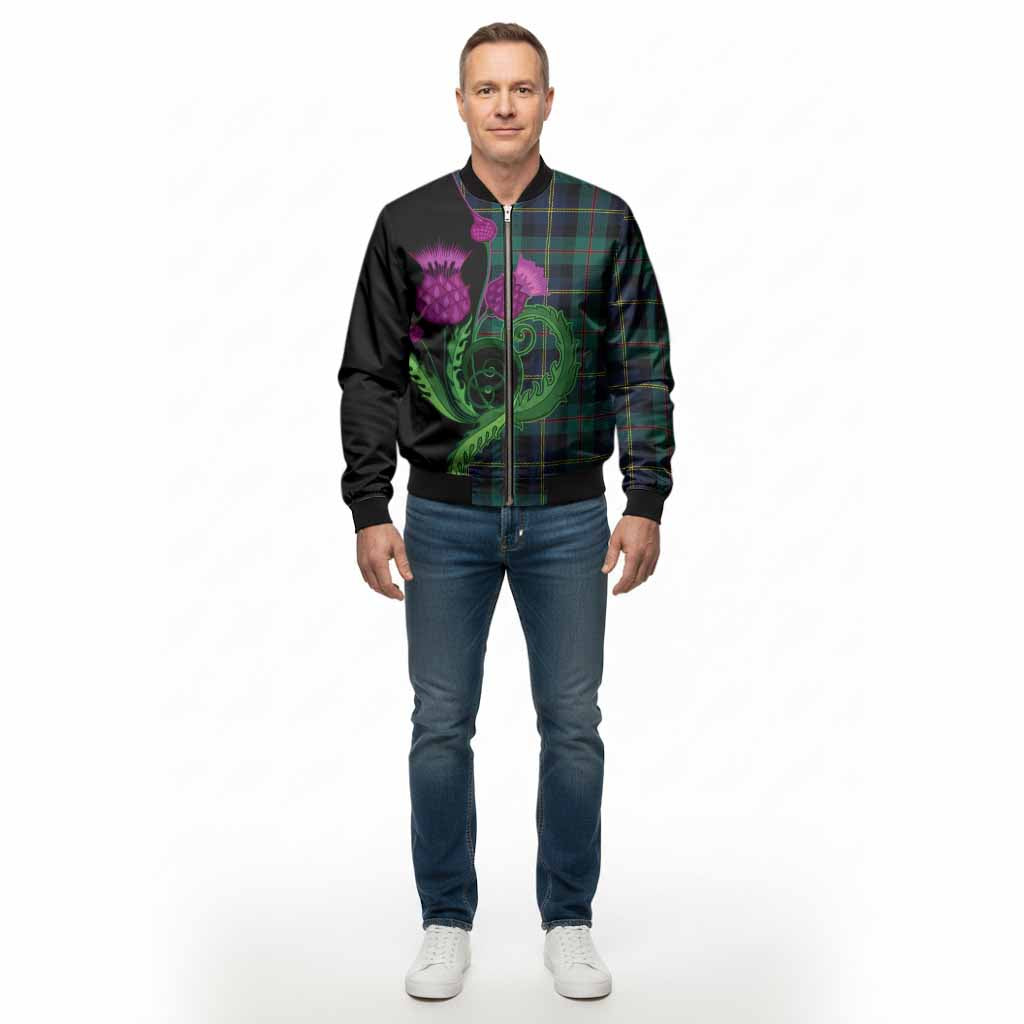 MacAskill (McAskill) Tartan Bomber Jacket Traditional Scottish Thistle