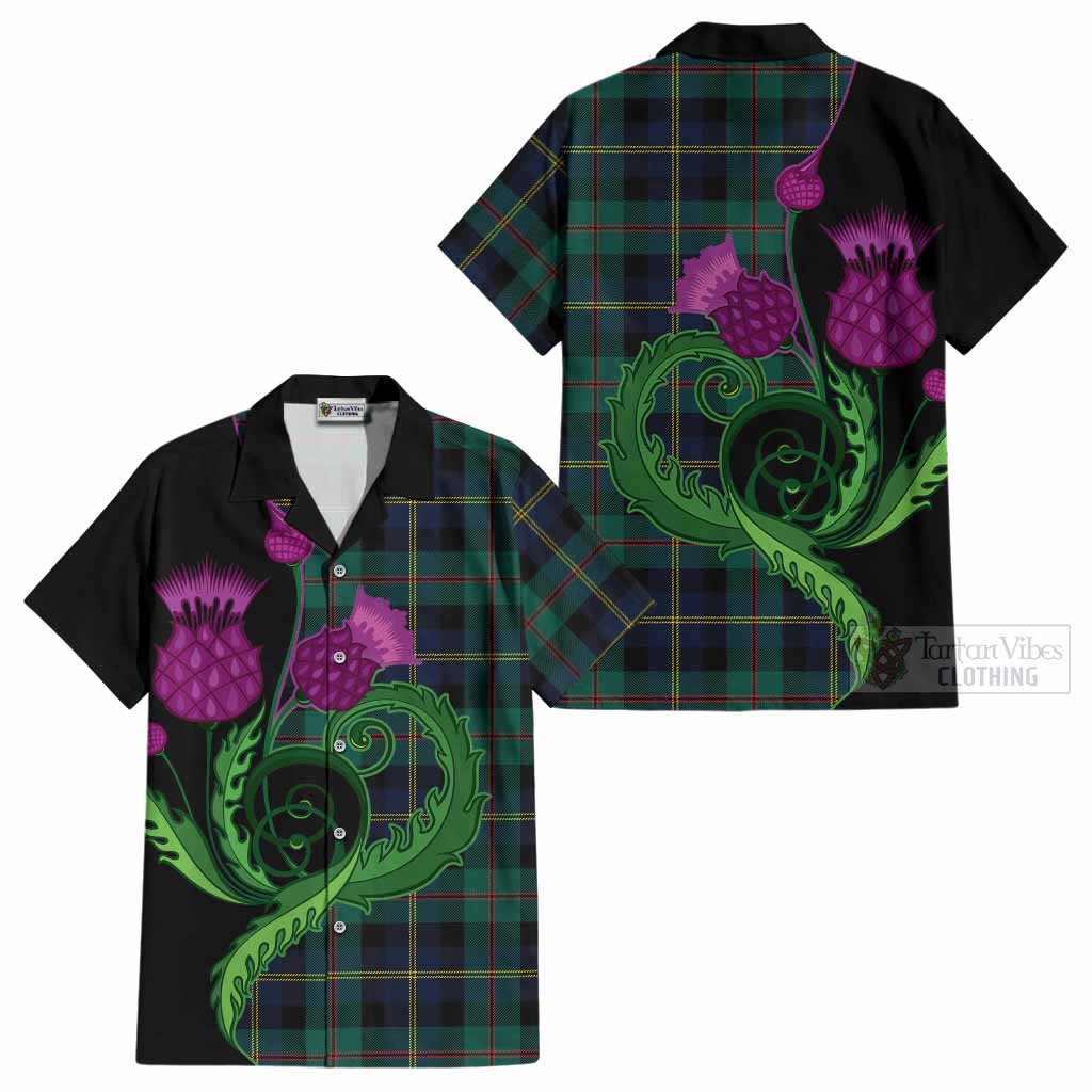 MacAskill (McAskill) Tartan Cotton Hawaiian Shirt Traditional Scottish Thistle