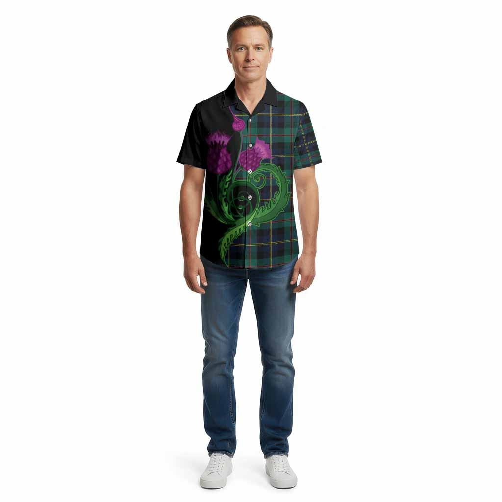 MacAskill (McAskill) Tartan Cotton Hawaiian Shirt Traditional Scottish Thistle