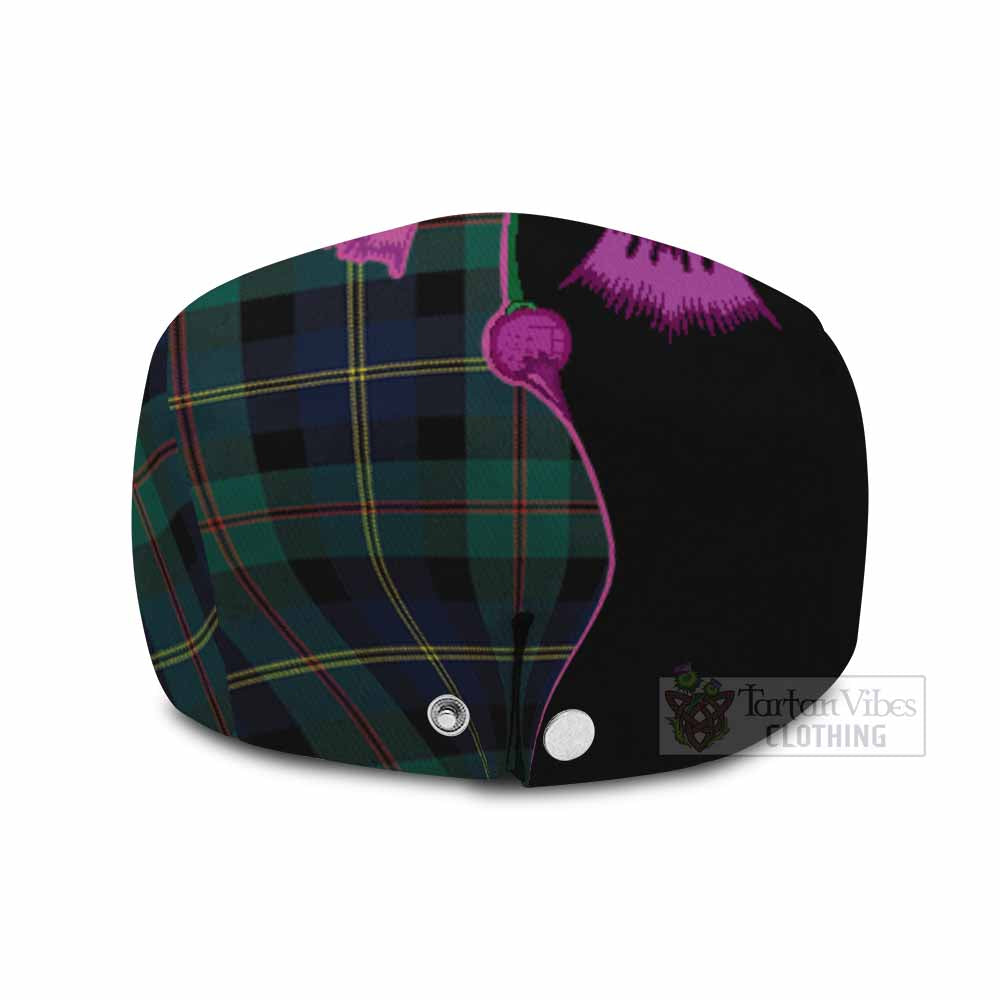 MacAskill (McAskill) Tartan Flat Cap, Jeff Cap Traditional Scottish Thistle