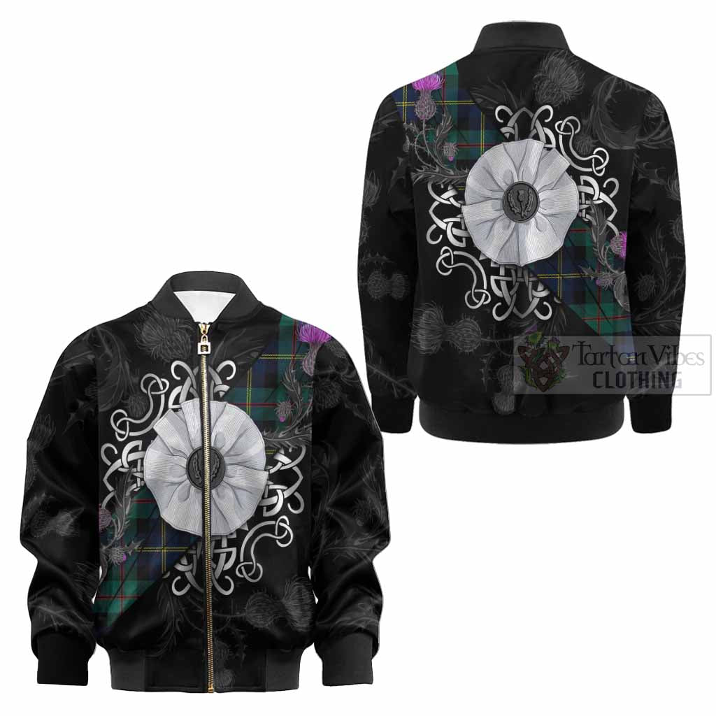 MacAskill (McAskill) Tartan Kid Bomber Jacket Jacobite White Rose - Tartan Vibes Clothing