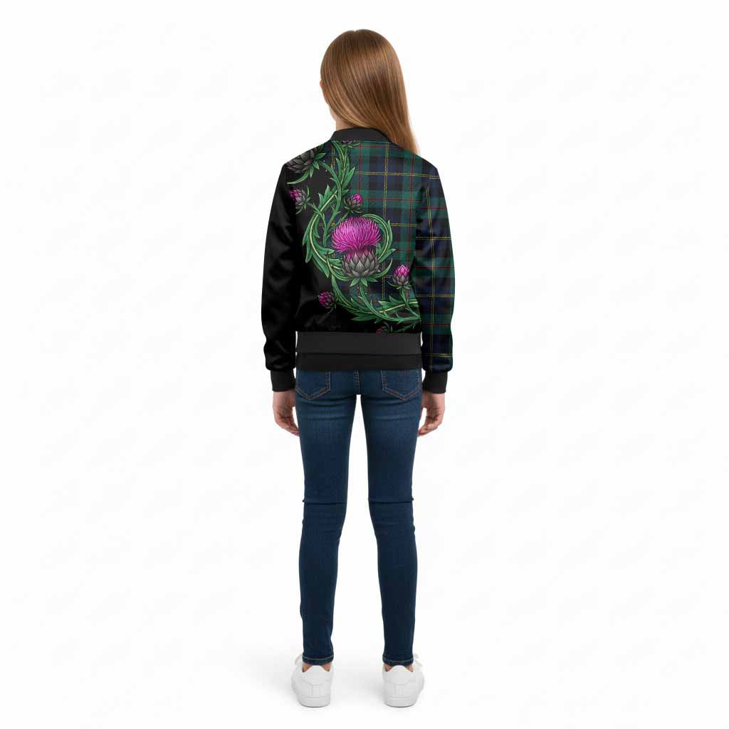 MacAskill (McAskill) Tartan Kid Bomber Jacket Resilient Scottish Thistle - Tartan Vibes Clothing
