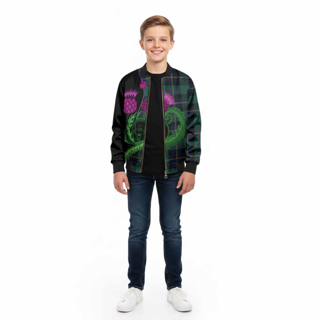 MacAskill (McAskill) Tartan Kid Bomber Jacket Traditional Scottish Thistle