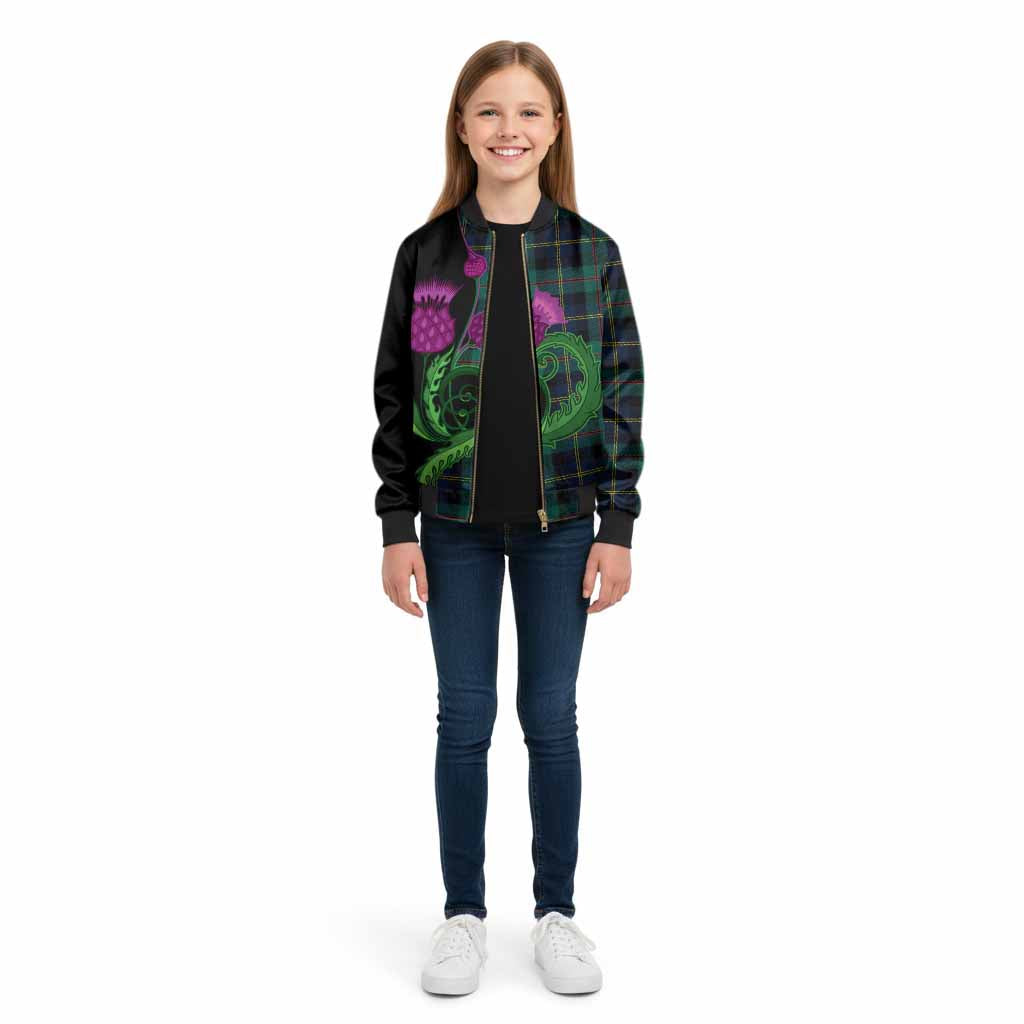 MacAskill (McAskill) Tartan Kid Bomber Jacket Traditional Scottish Thistle