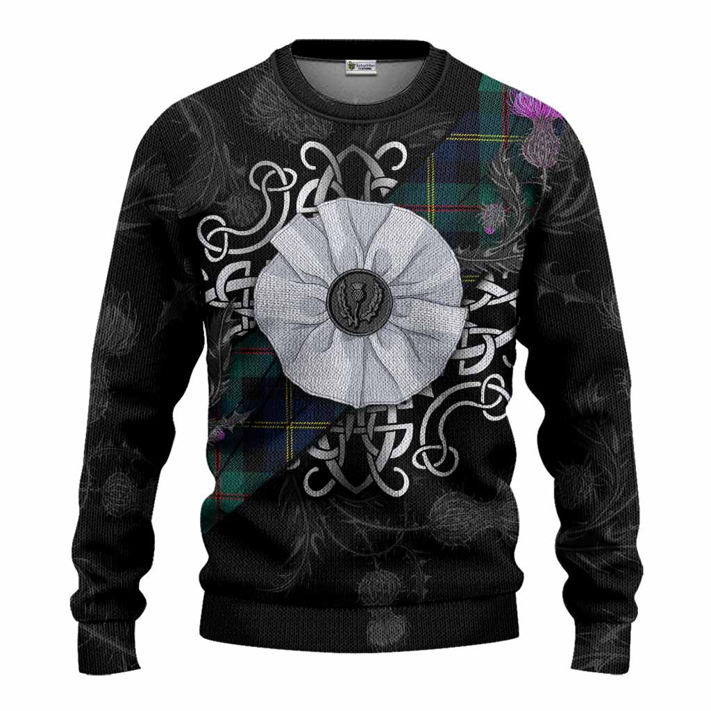MacAskill (McAskill) Tartan Knitted Sweater Jacobite White Rose Unisex - Tartan Vibes Clothing
