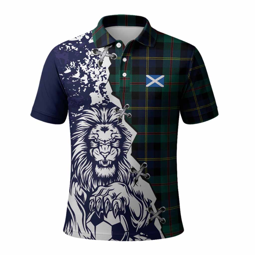 MacAskill (McAskill) Tartan Scottish Polo Shirt Angry Lion With Soccer Ball Style