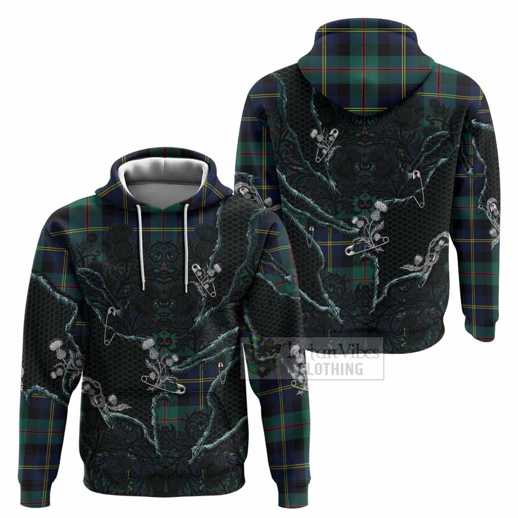 MacAskill (McAskill) Tartan Thistle Dark Gothic Hoodie - Tartan Vibes Clothing