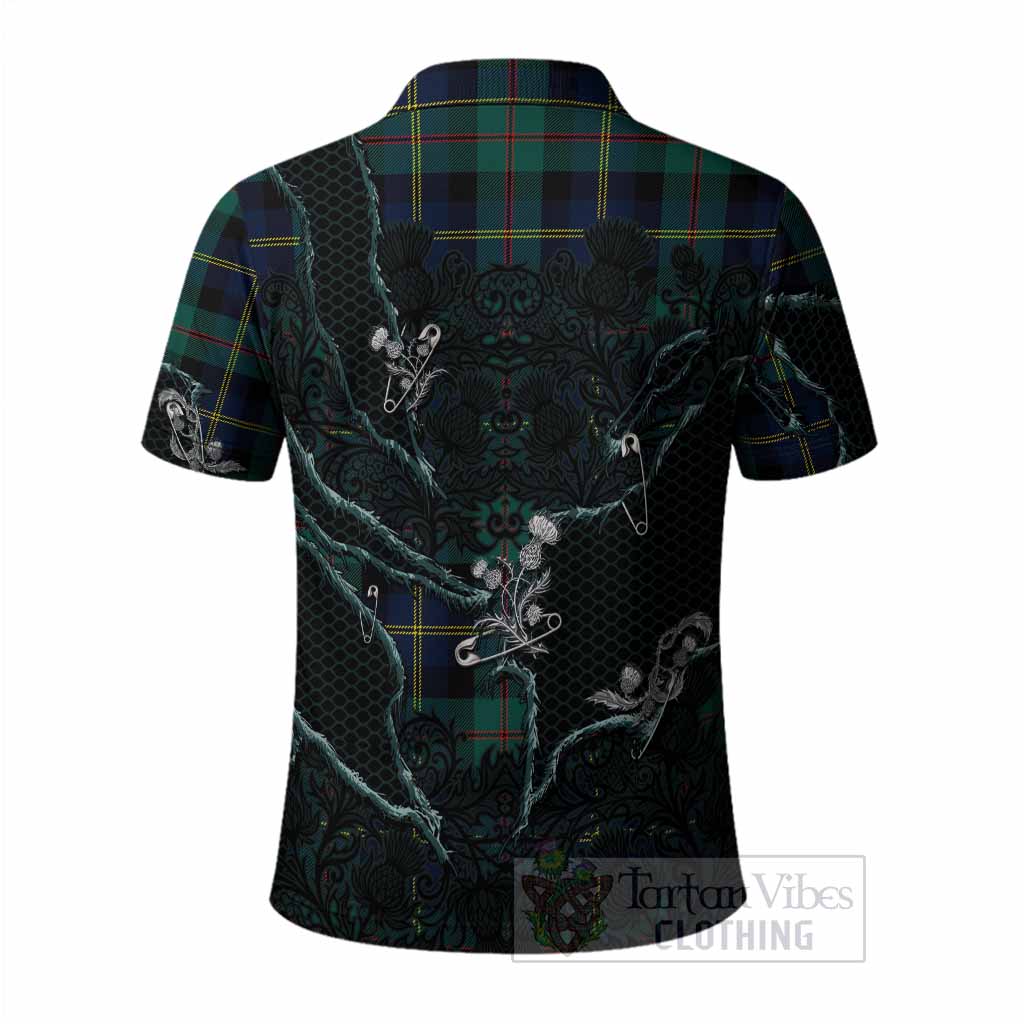 MacAskill (McAskill) Tartan Thistle Dark Gothic Polo Shirt - Tartan Vibes Clothing