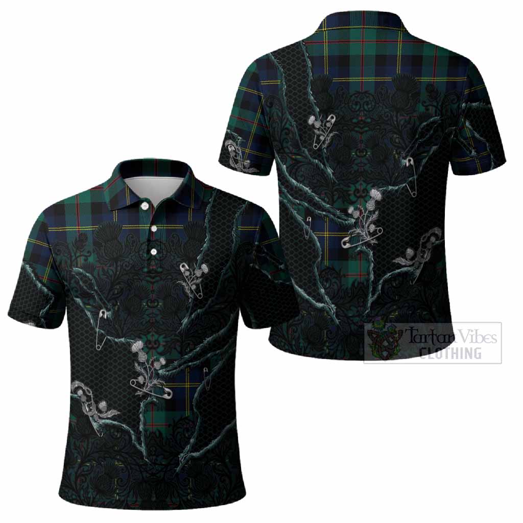 MacAskill (McAskill) Tartan Thistle Dark Gothic Polo Shirt - Tartan Vibes Clothing