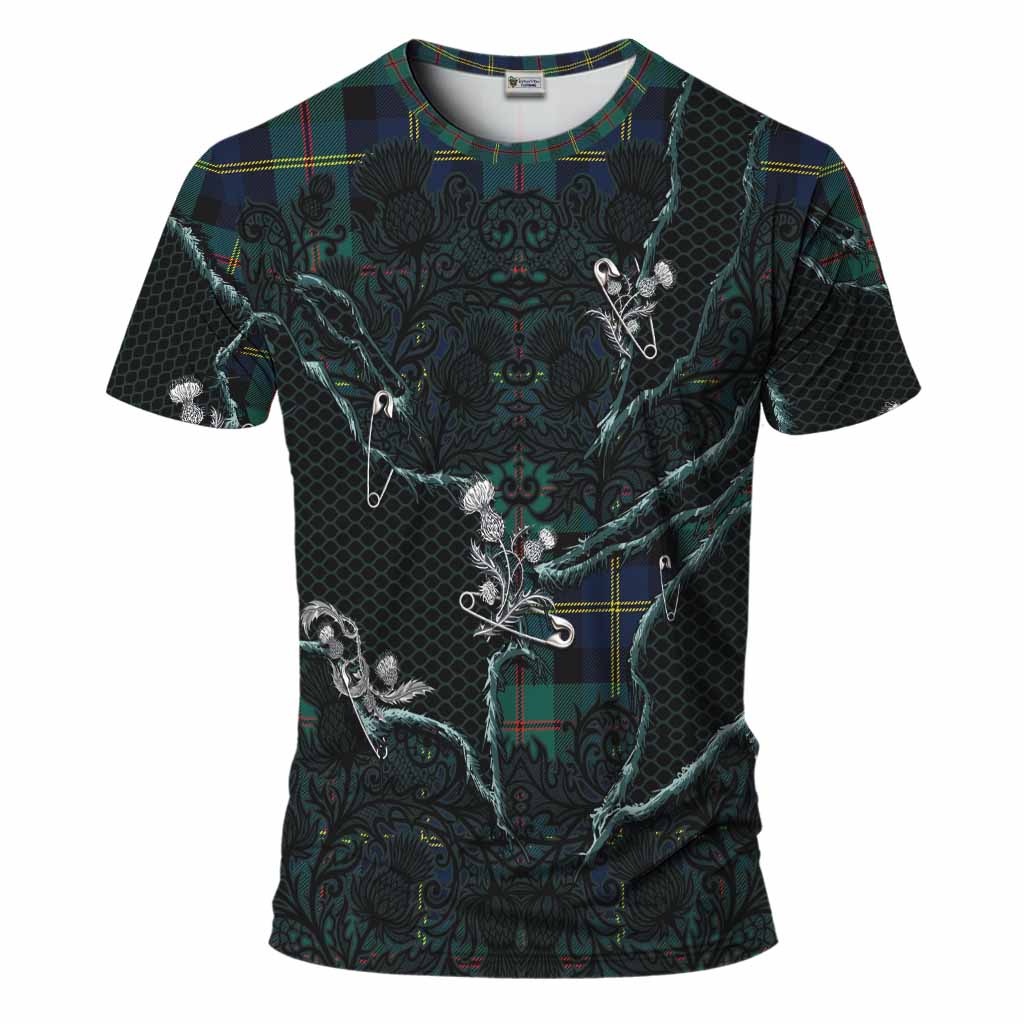MacAskill (McAskill) Tartan Thistle Dark Gothic T-Shirt Kid's Shirt - Tartan Vibes Clothing