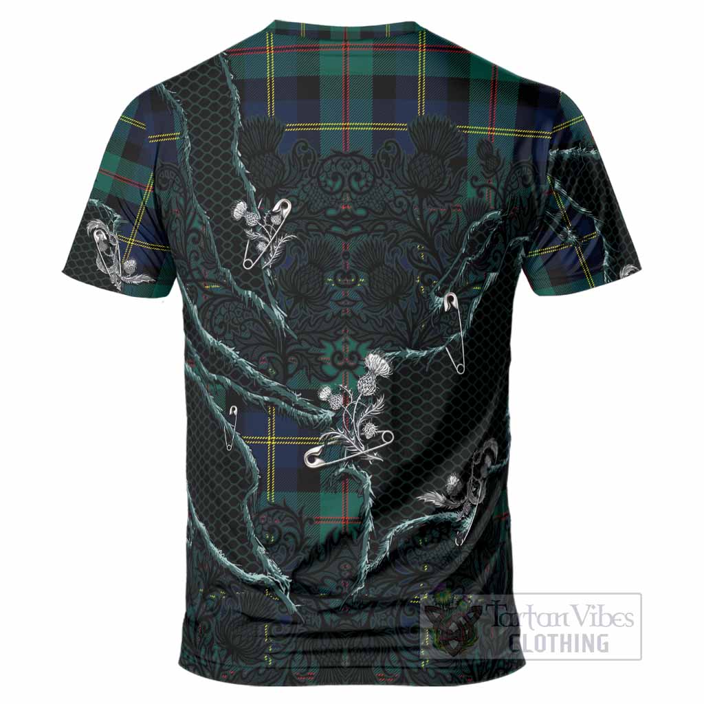 MacAskill (McAskill) Tartan Thistle Dark Gothic T-Shirt - Tartan Vibes Clothing