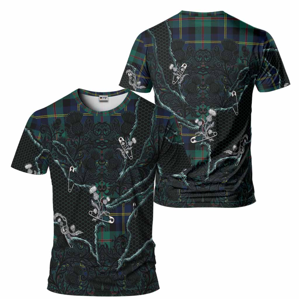 MacAskill (McAskill) Tartan Thistle Dark Gothic T-Shirt - Tartan Vibes Clothing