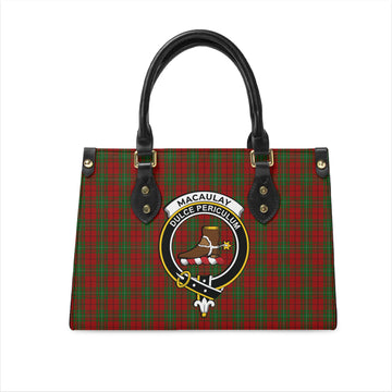 MacAulay Tartan Leather Bag with Family Crest