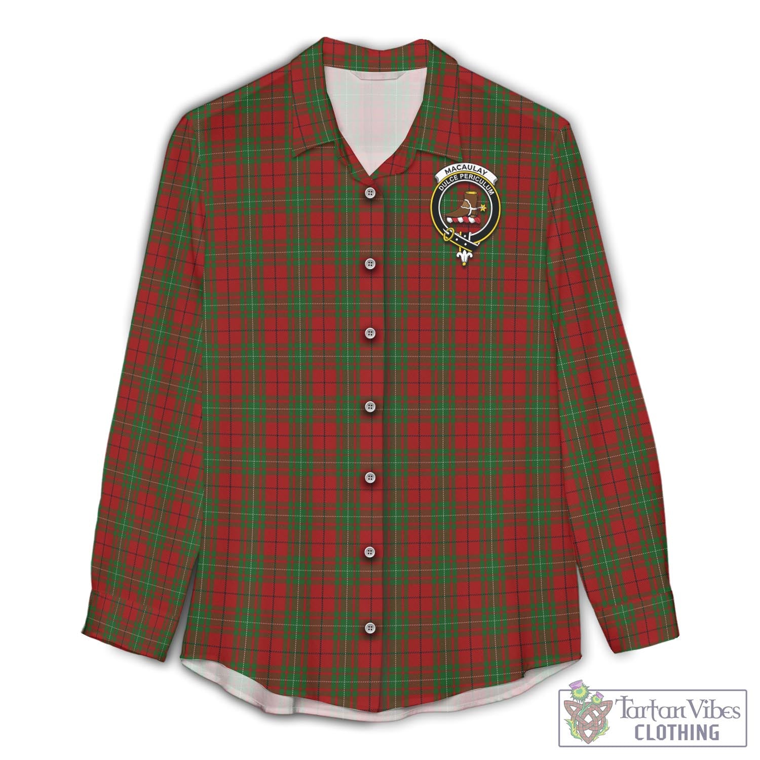 Tartan Vibes Clothing MacAulay Tartan Womens Casual Shirt with Family Crest