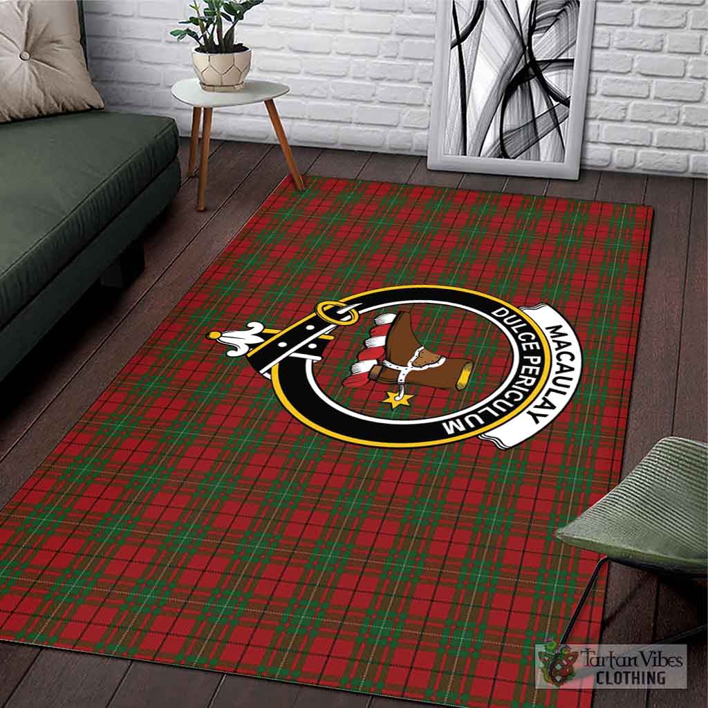 Tartan Vibes Clothing MacAulay Tartan Area Rug with Family Crest