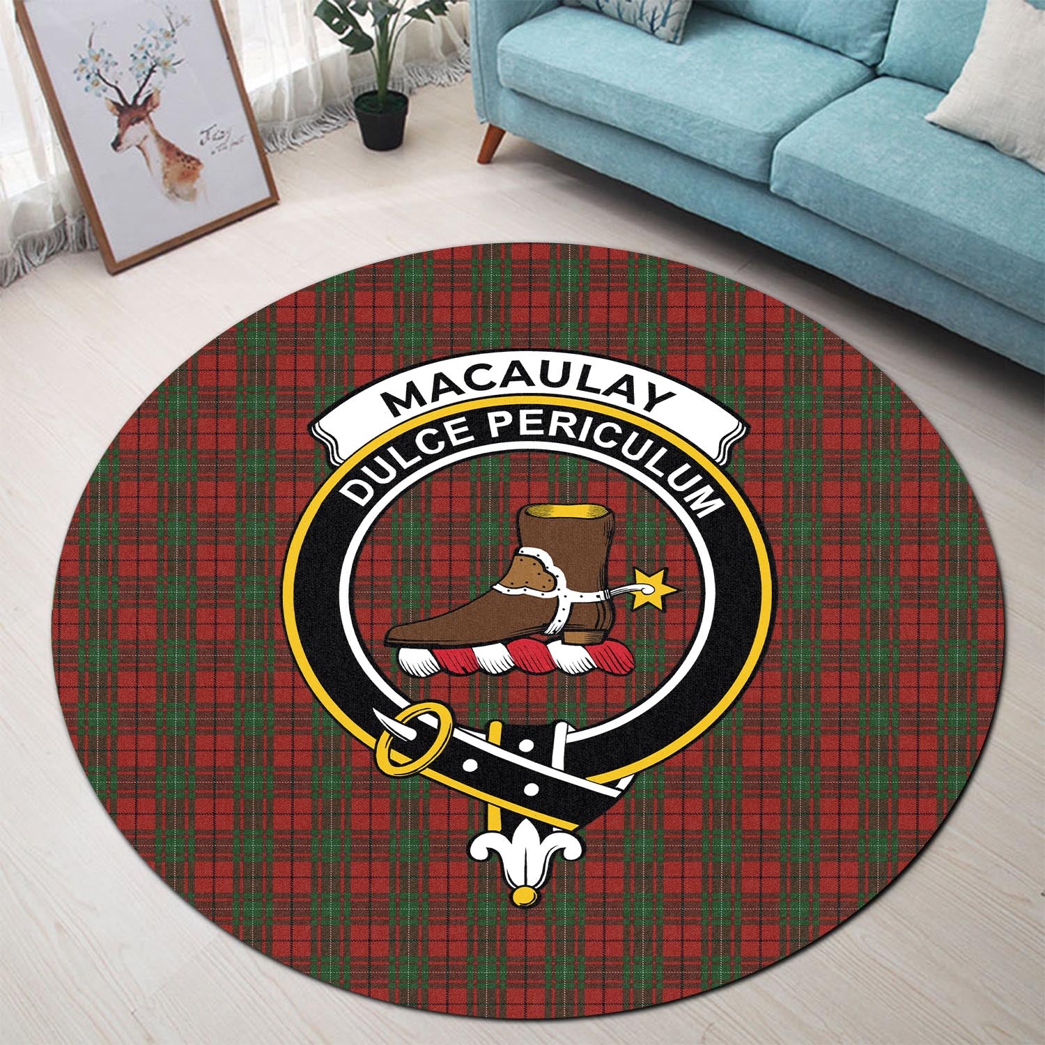 macaulay-tartan-round-rug-with-family-crest