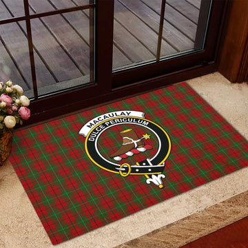 MacAulay (MacAuley) Tartan Rubber Doormat with Family Crest