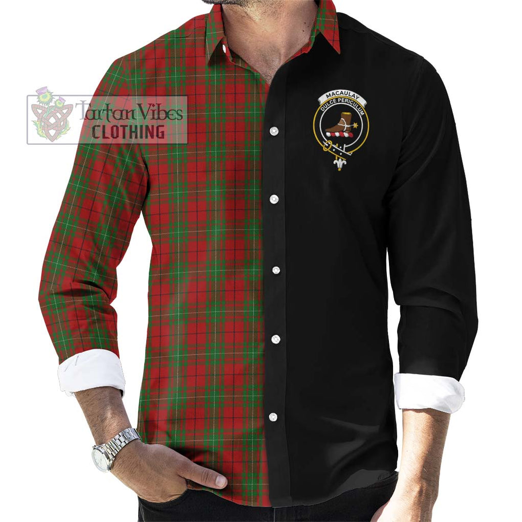 MacAulay (MacAuley) Tartan Long Sleeve Button Shirt with Family Crest and Half Of Me Style - Tartanvibesclothing Shop