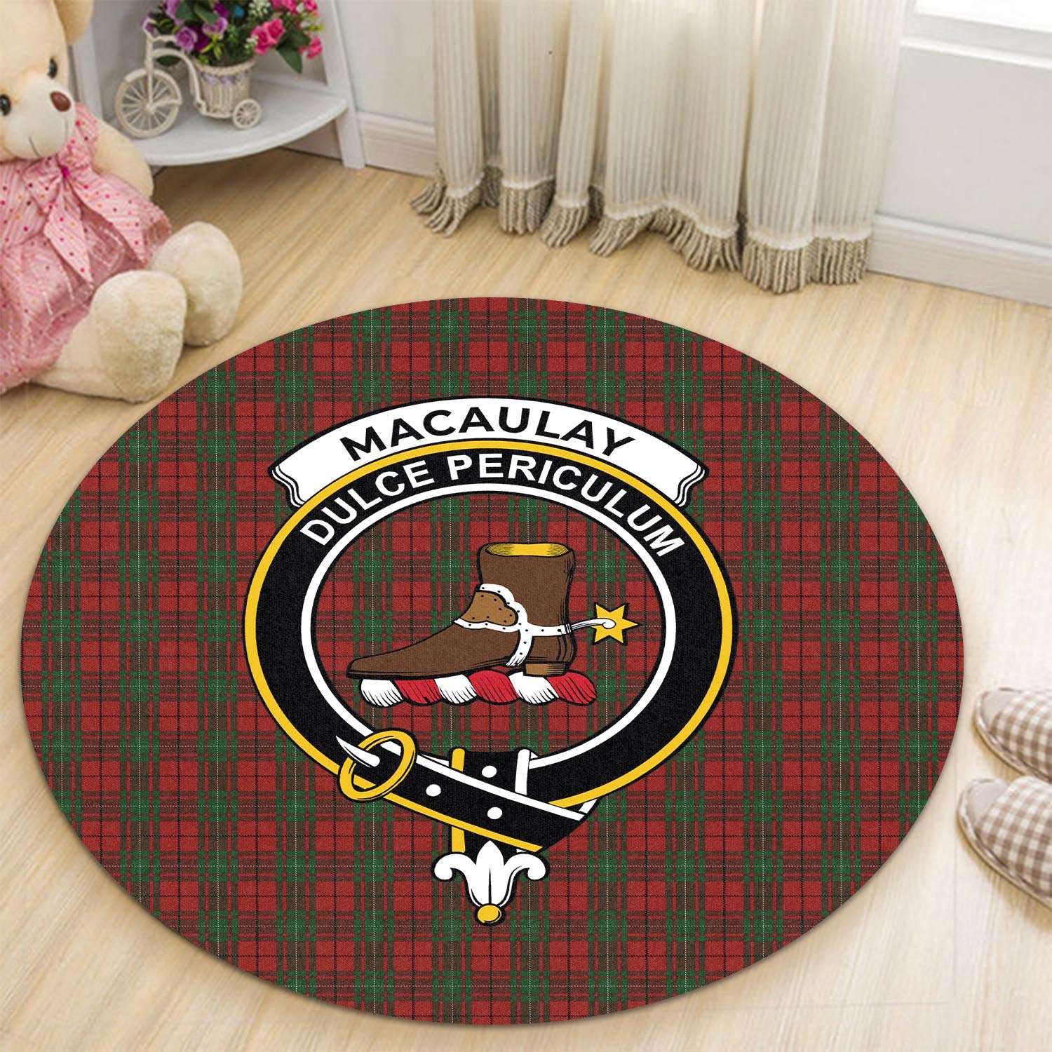 macaulay-tartan-round-rug-with-family-crest