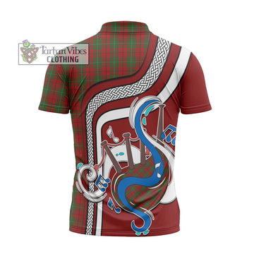 MacAulay (MacAuley) Tartan Zipper Polo Shirt with Epic Bagpipe Style - Tartanvibesclothing Shop