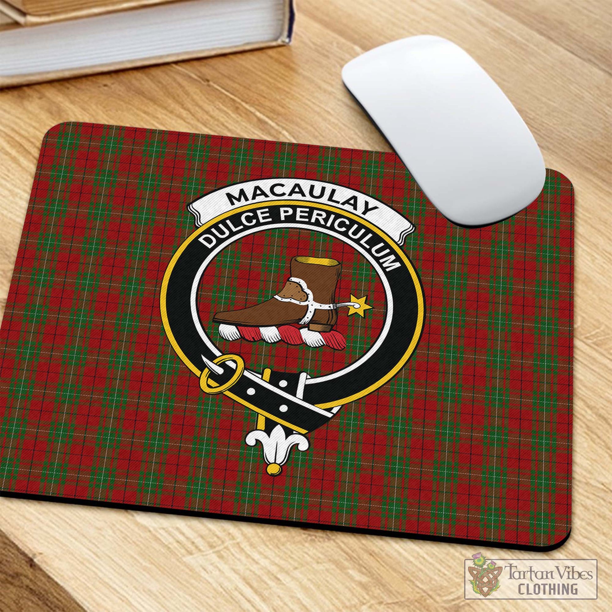 Tartan Vibes Clothing MacAulay Tartan Mouse Pad with Family Crest