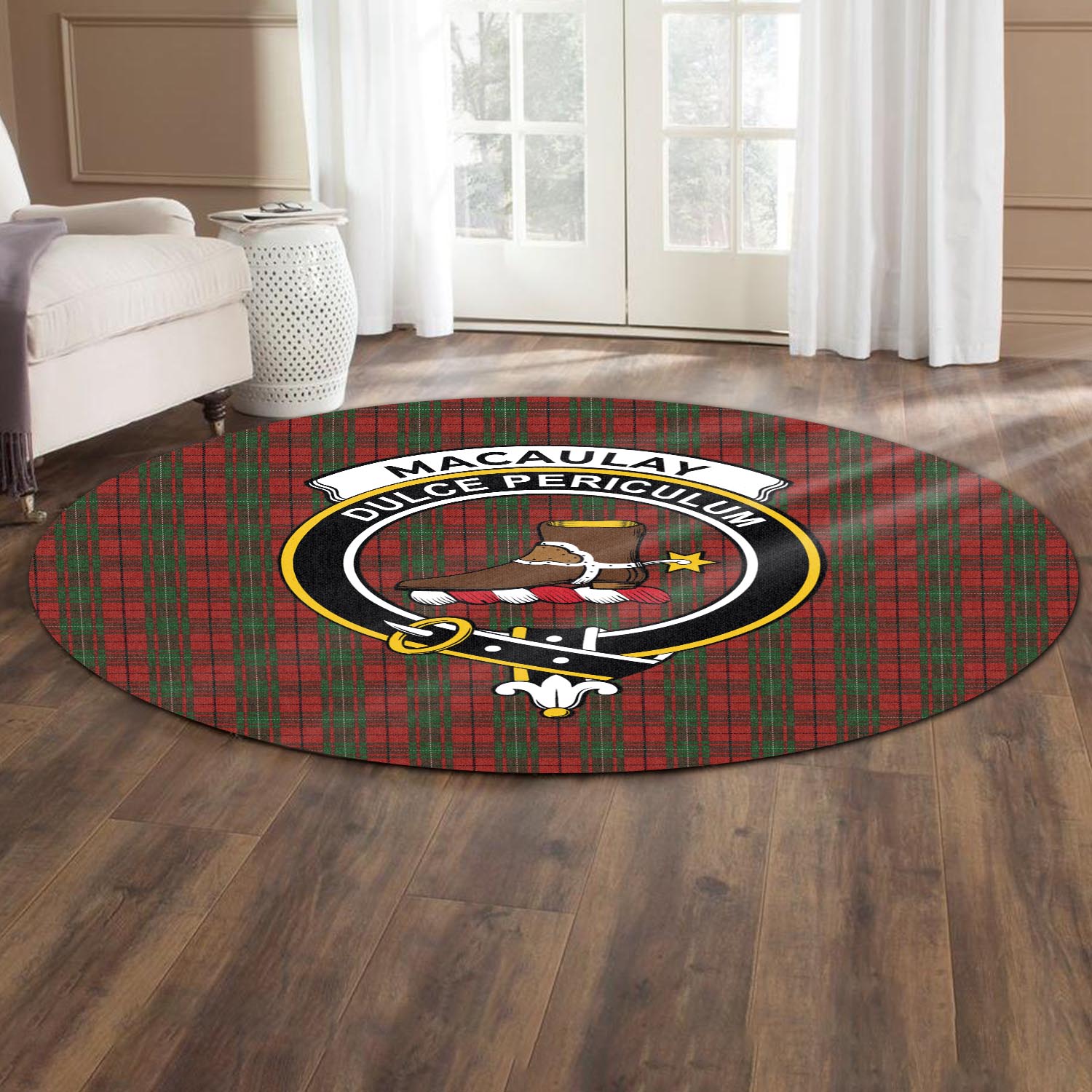 macaulay-tartan-round-rug-with-family-crest