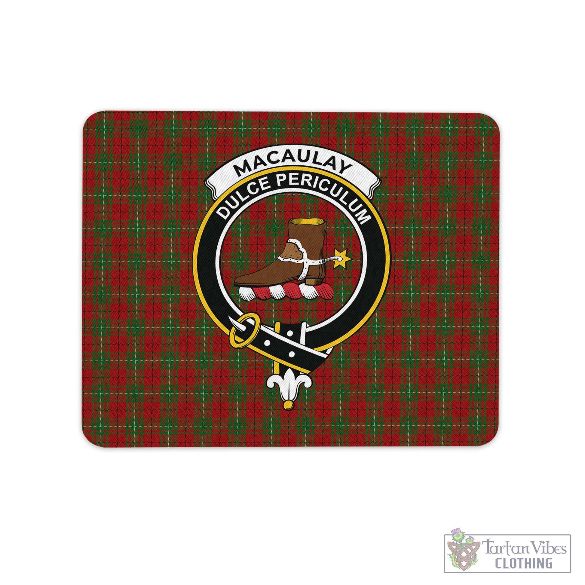 Tartan Vibes Clothing MacAulay Tartan Mouse Pad with Family Crest
